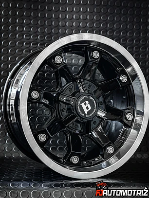 Llantas 16x8 6x139.7 ET 0 Negro Gloss / cromado B ( 4 LLANTAS )