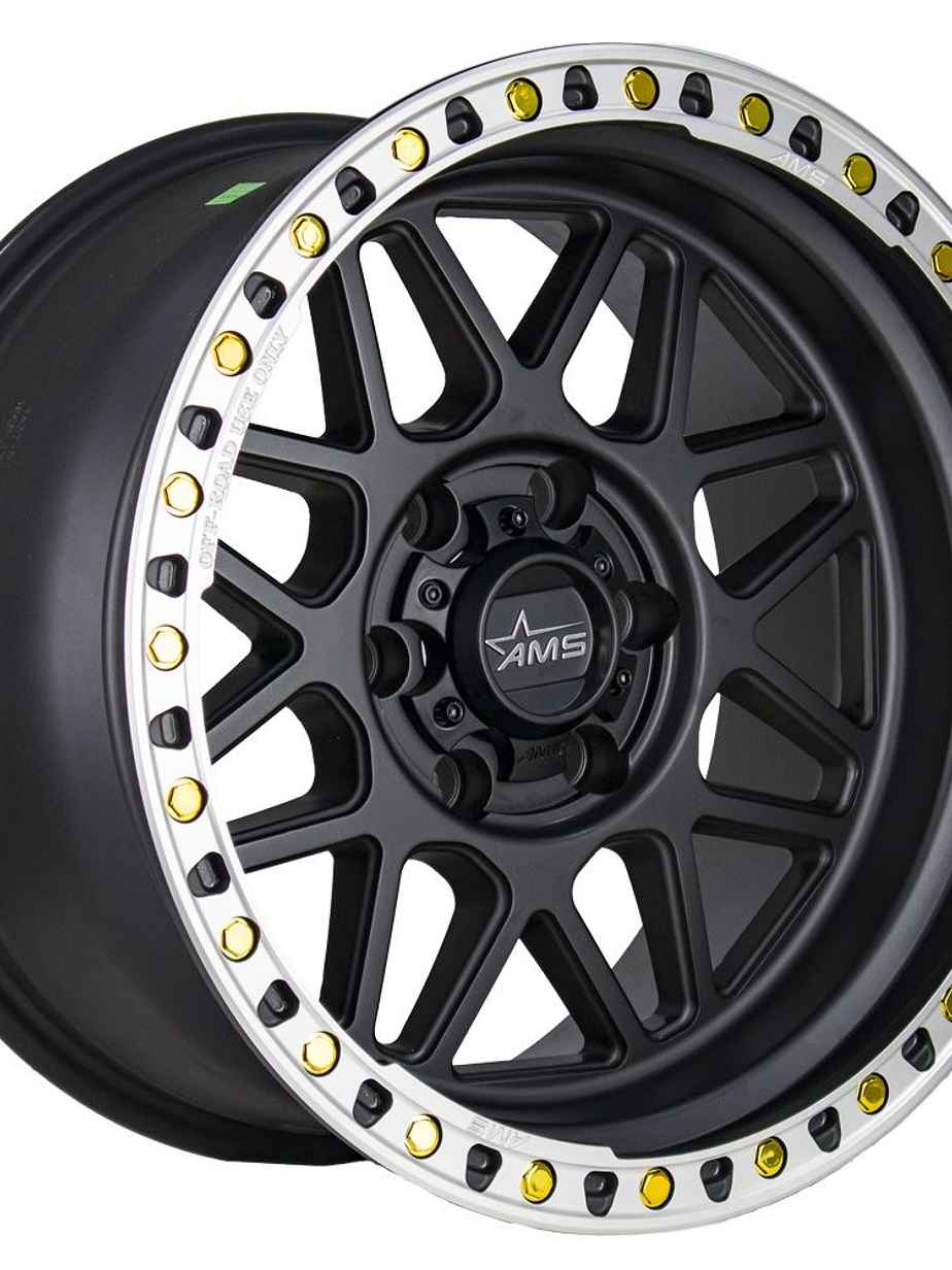4 Llantas AMS 17x9 6x139.7 ET‑15 negro mate  2