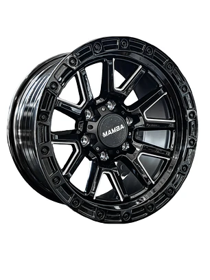 LLANTAS 17x9 6x139.7 ET = 0 Mamba Negra Brillante  ( SET 4 UN)