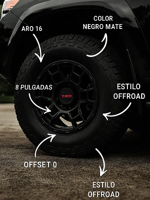 4 Llantas 16x8 6x139.7 Negro mate ET 0 TRD 