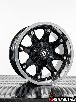 Llantas 16x8 6x139.7 ET 0 Negro Gloss / cromado B ( 4 LLANTAS )