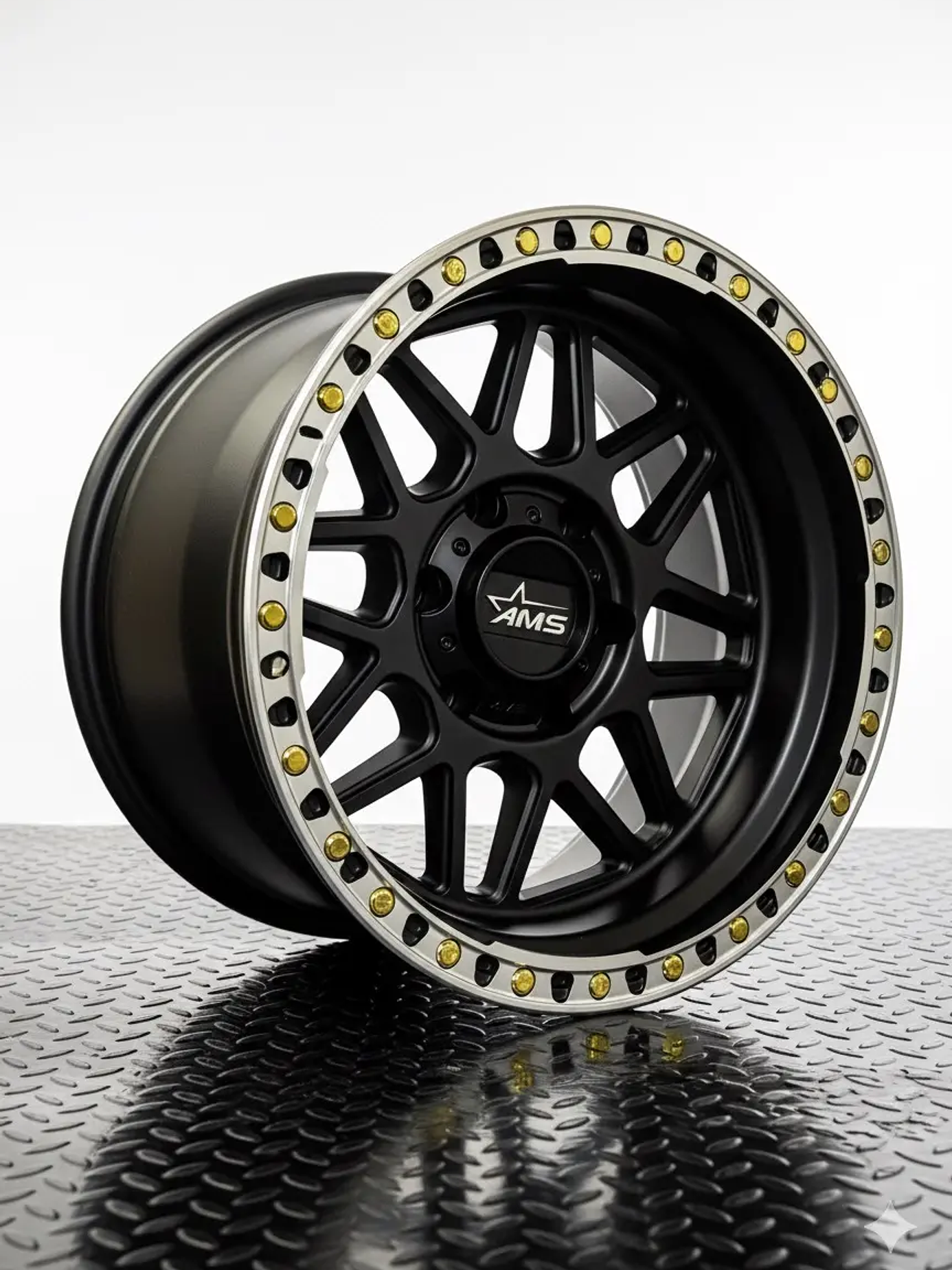 4 Llantas AMS 17x9 6x139.7 ET‑15 negro mate  1