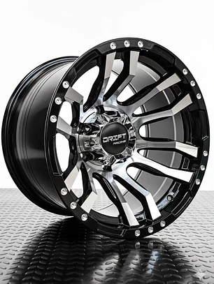 Llanta 16x10 6x139.7 ET -44 Negro Gloss + Cromado Drift R
