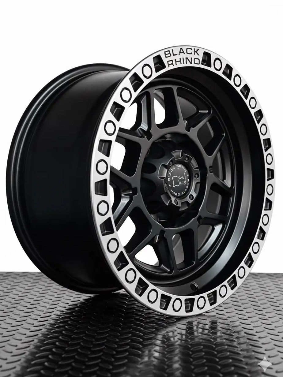 Llantas 17x9 6x114 ET 0 BlackRhino Negro mate con cromado 1