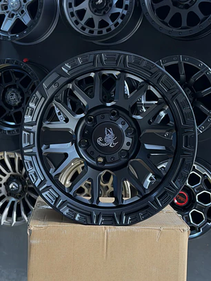 llanta 17x9 6x139.7 et -12 escorpión negro mate (4 llantas)