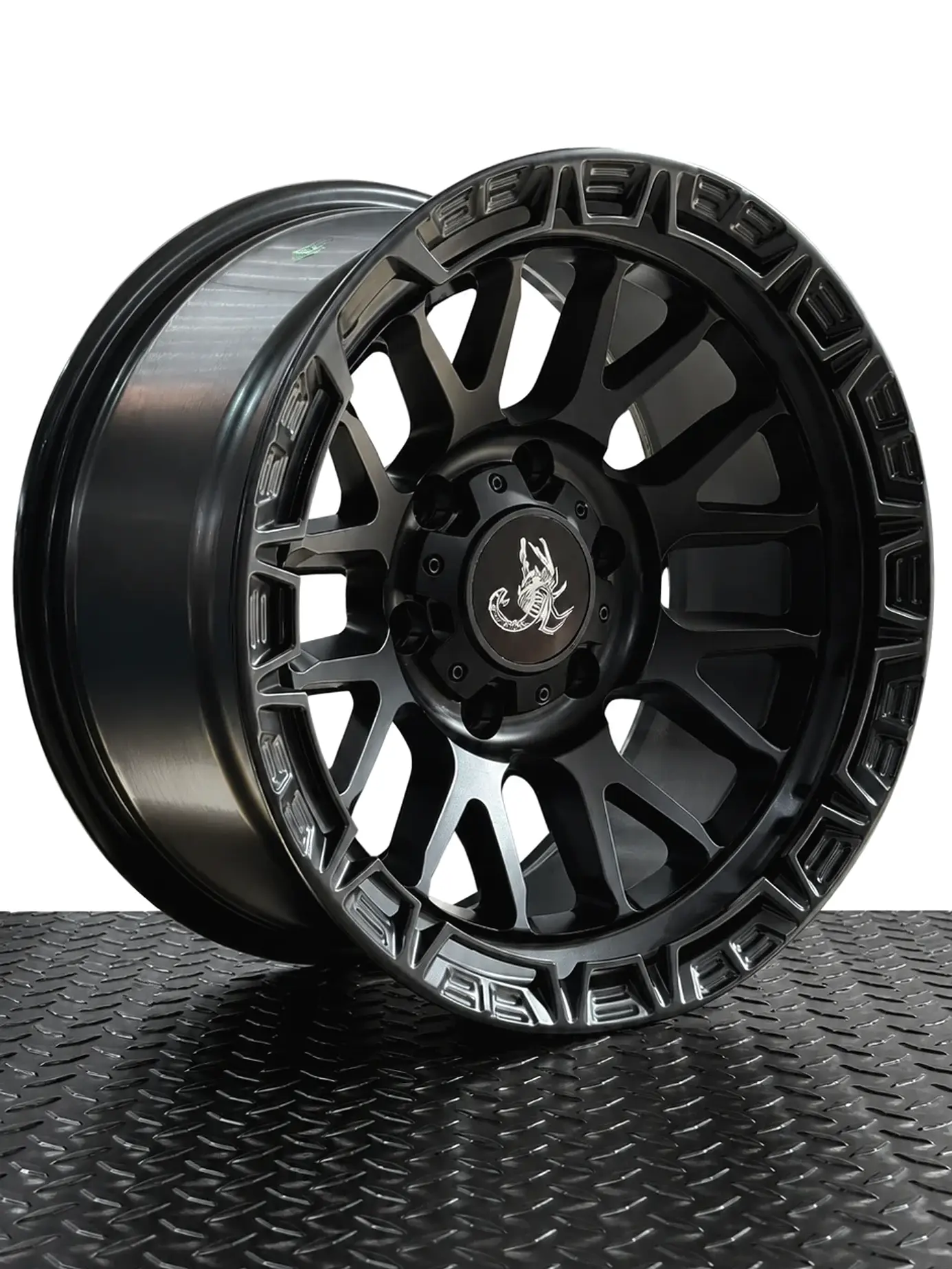 llanta 17x9 6x139.7 et -12 escorpión negro mate (4 llantas) 1