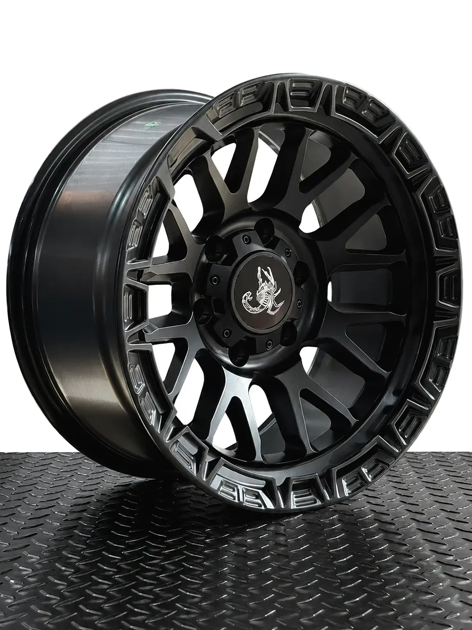 llanta 17x9 6x139.7 et -12 escorpión negro mate (4 llantas) 1