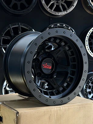 llanta 15x10 5x114 ams negra mate ( 4 llantas )