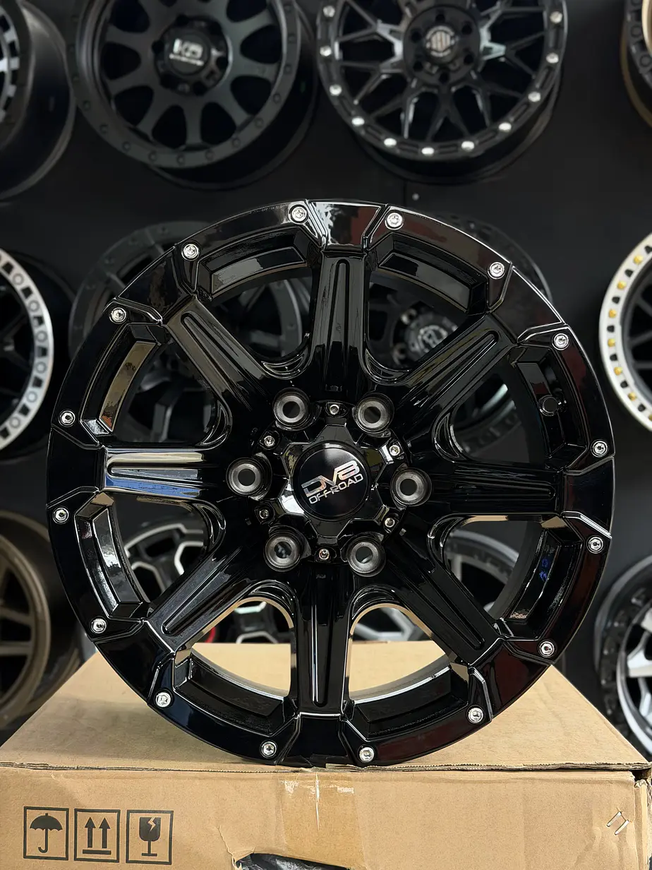 llanta 16x8 6x139.7 et-15 negro brillante ( 4 llantas) 2