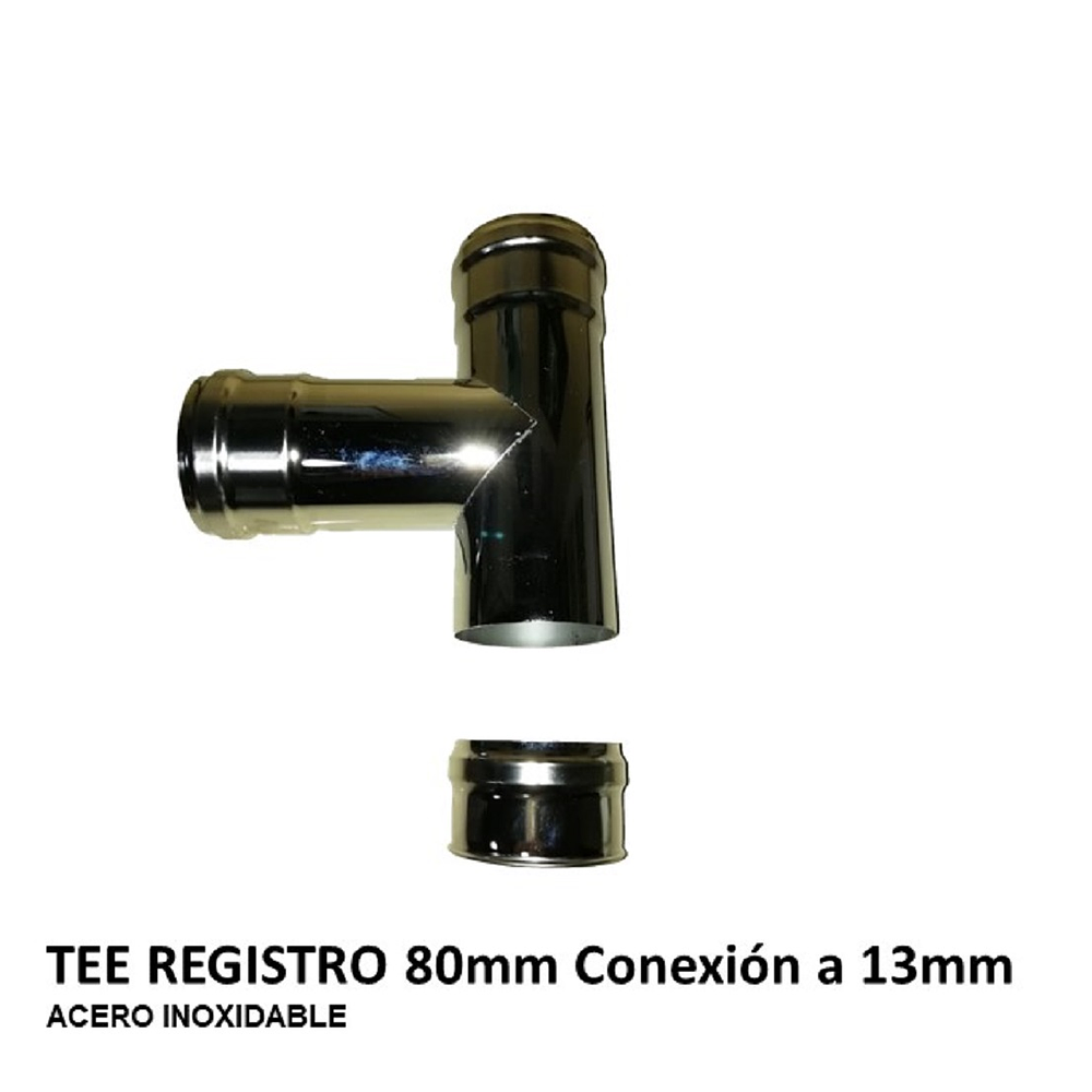 Tee Registro 80mm Conexión a 13mm Acero Inoxidable