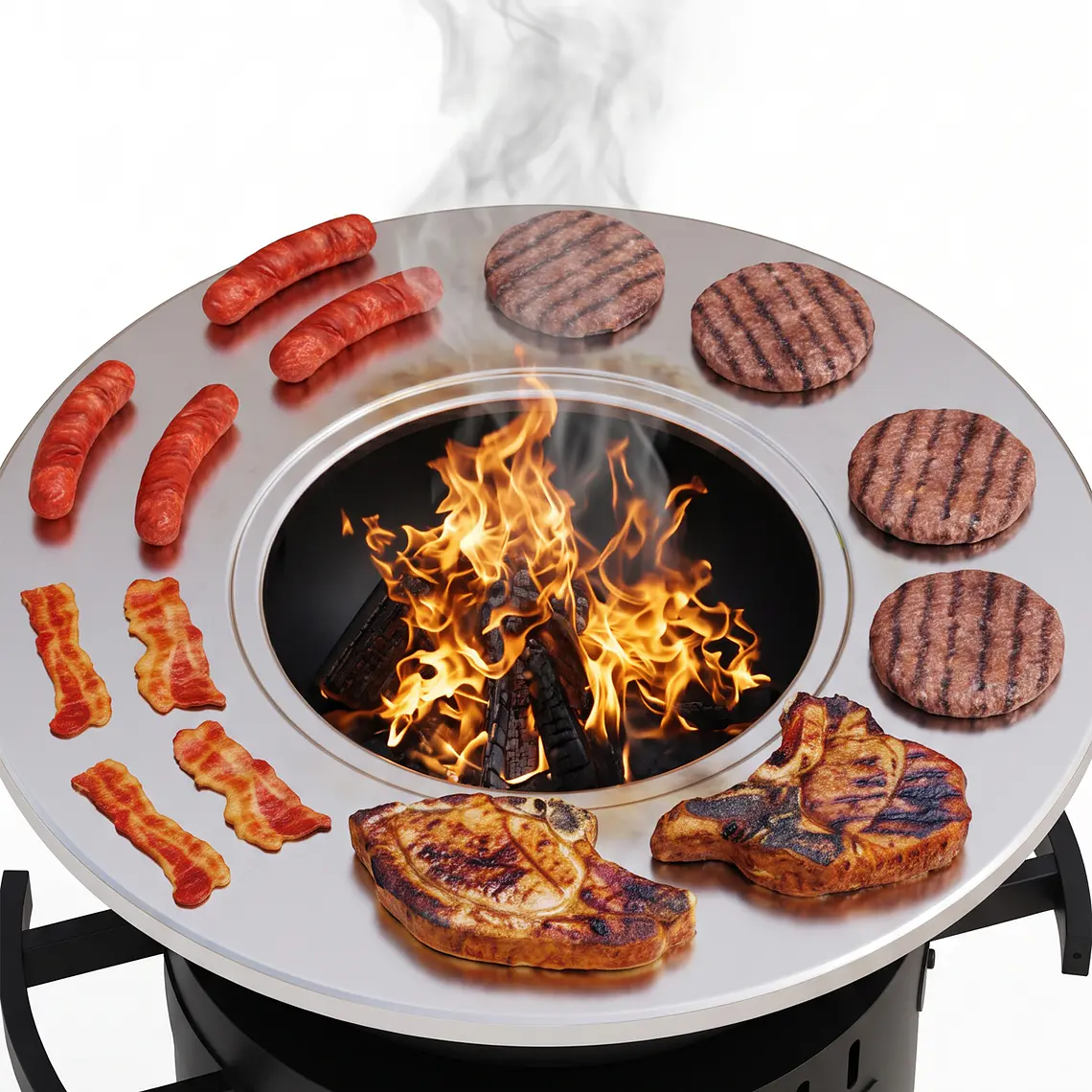 Asador Fogonero A Leña O Carbón Con Plancha Circular 3