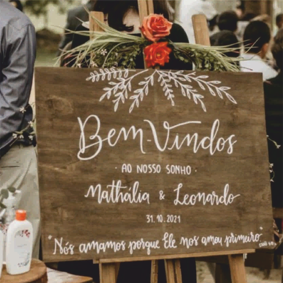 Placa Casamento Rústica Boas-Vindas 1