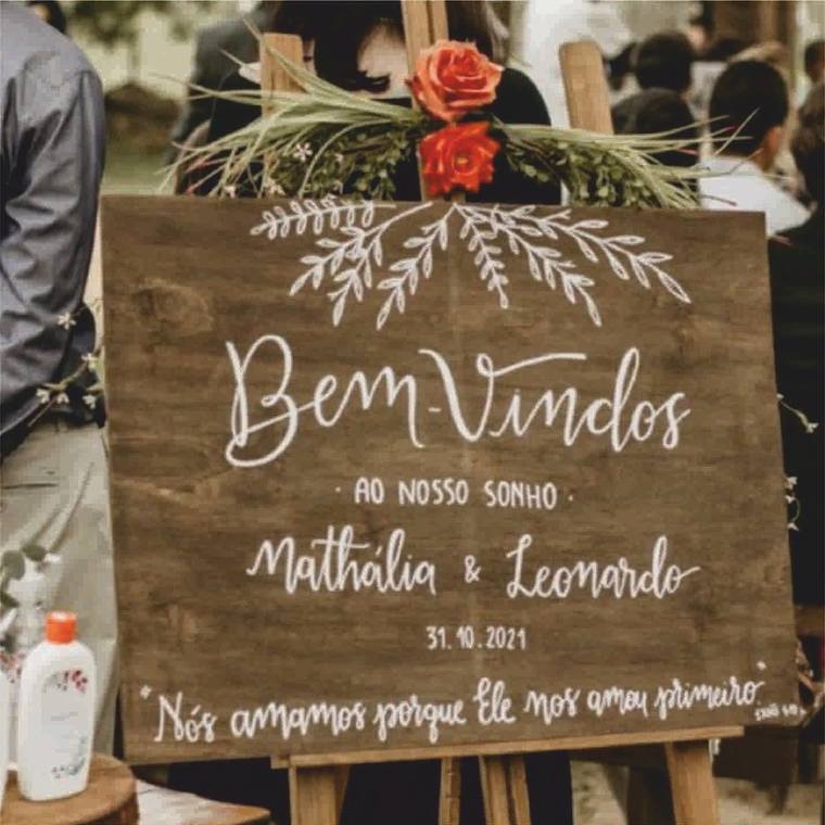 Placa Casamento Rústica Boas-Vindas 1