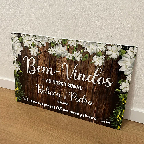 Placa Casamento Rústica Boas-Vindas 3
