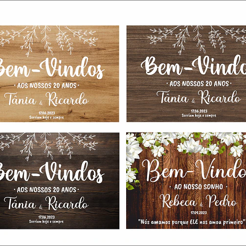 Placa Casamento Rústica Boas-Vindas 4