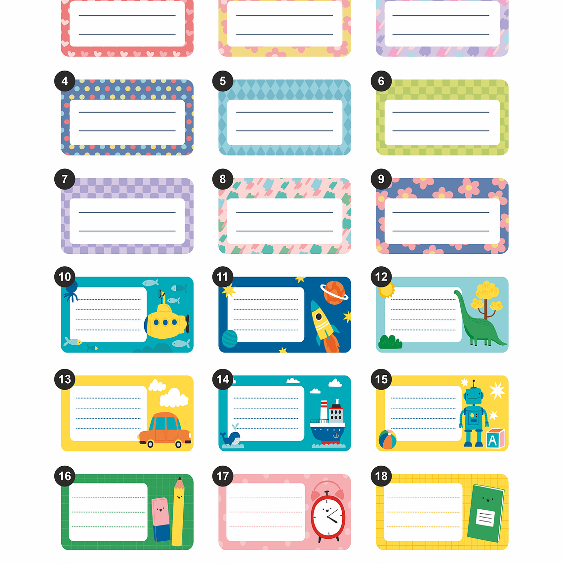 Etiquetas Escolares Autocolantes STANDARD 2