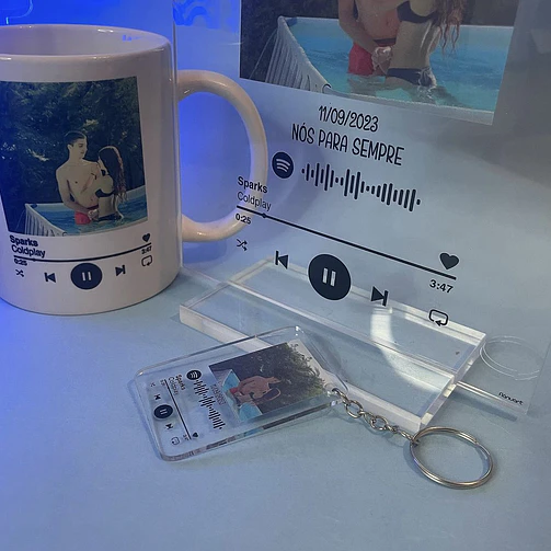 Conjunto Placa + Caneca + Porta-Chaves Spotify 2