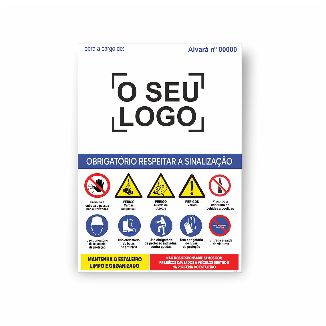 Placa PVC para Sinalização de Obras 1