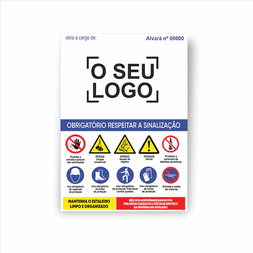 Placa PVC para Sinalização de Obras 1