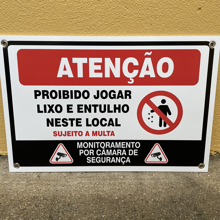 Placa PVC - ATENÇÃO, Proibido deitar Lixo e Entulho 2