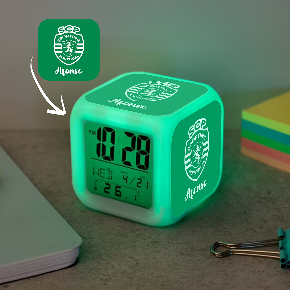 Relógio despertador digital Cubo LED - Sporting 1