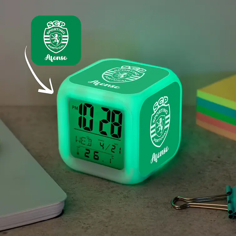 Relógio despertador digital Cubo LED - Sporting 1