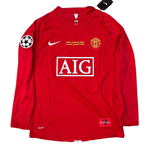 Camisola Retro - Manchester United Principal 07/08  - Manga Comprida