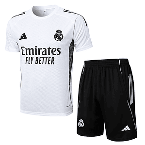  Kit de Treino Real Madrid 2025/26 - Branco e Preto