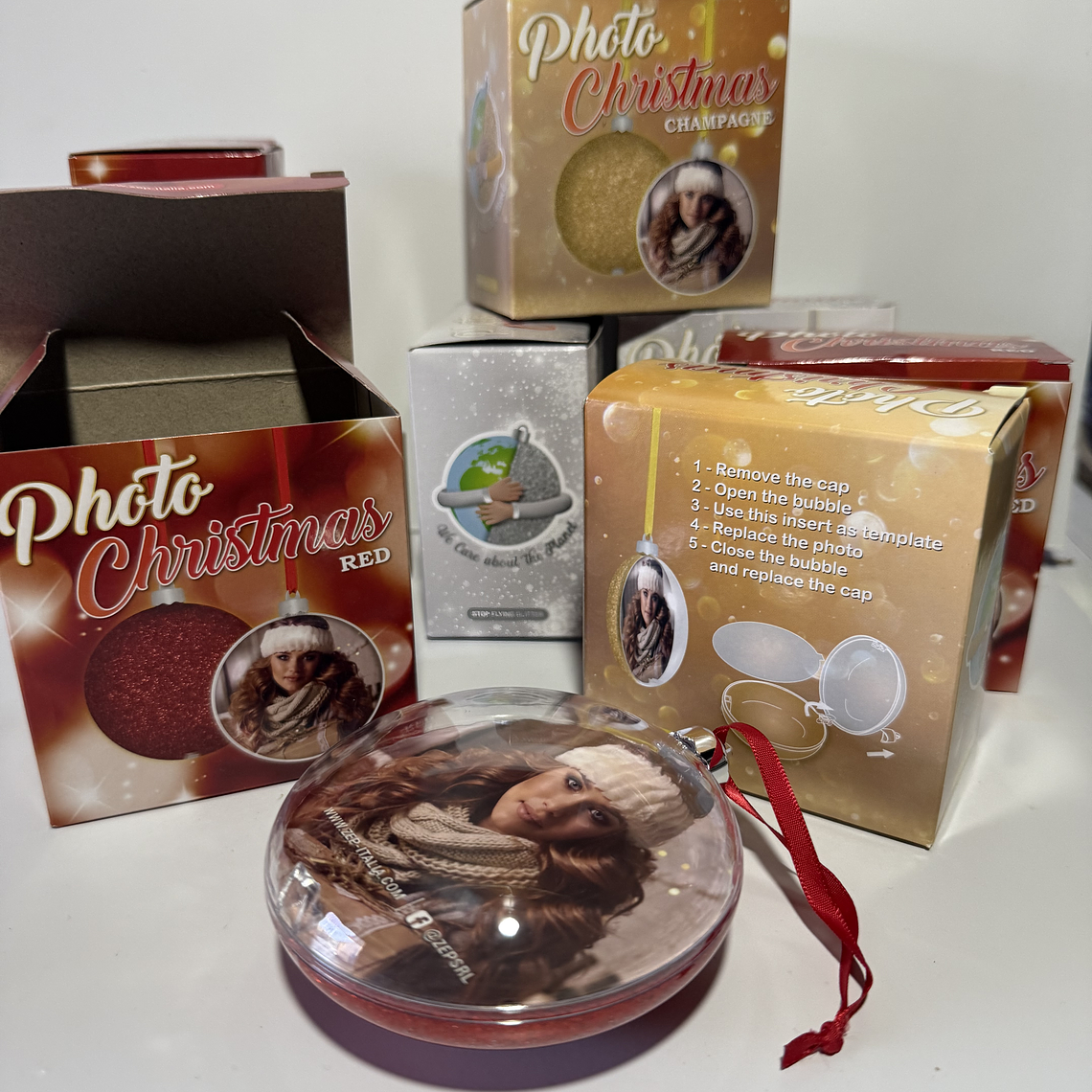 Bola Redonda de Natal Personalizada c/ Foto 3