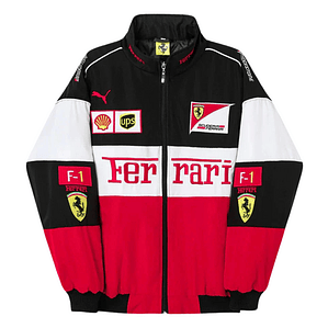 Casaco Preto e Vermelho Vintage Ferrari F1 Racing 