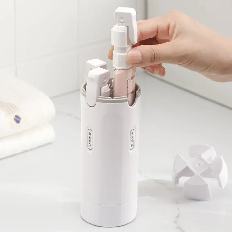 Frasco 4 em 1 para Viagem – Shampoo, Gel e Cosméticos | Portátil, Recarregável e Sem Vazamentos 4
