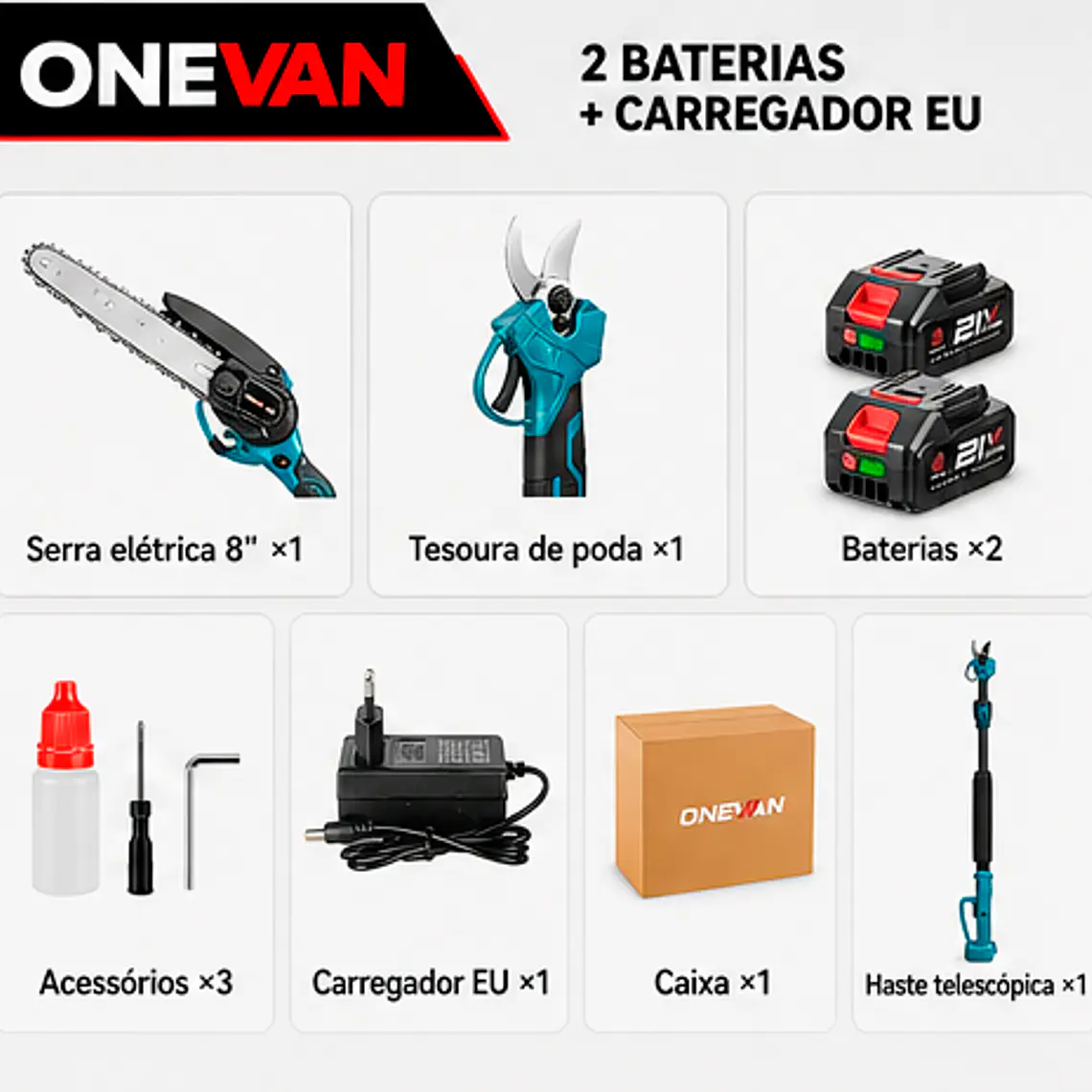 Motosserra Elétrica ONEVAN 5500W - 3 em 1 2