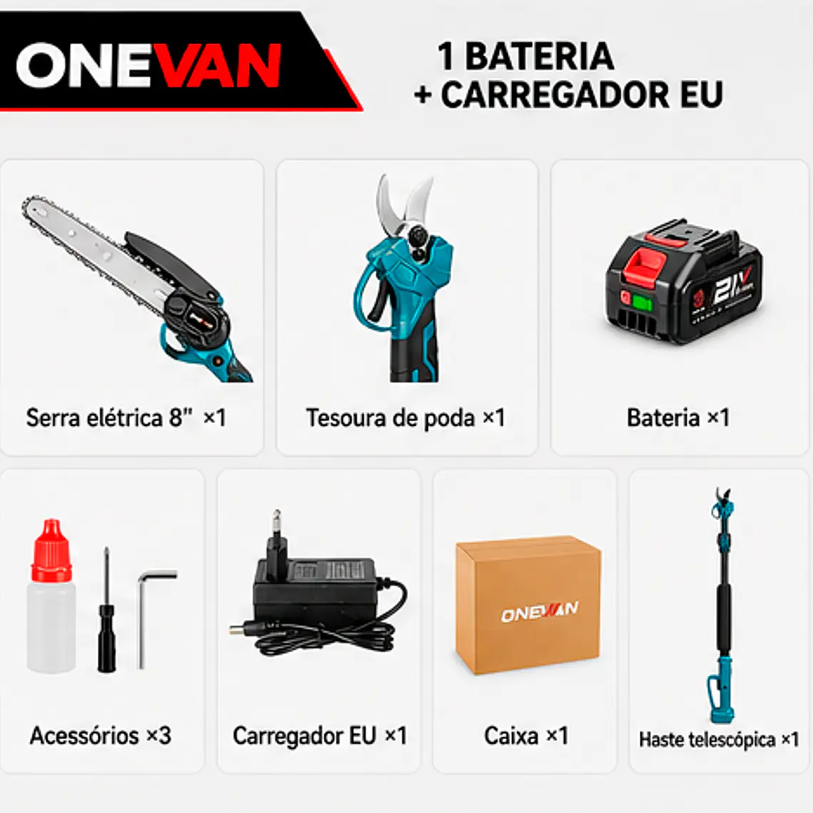Motosserra Elétrica ONEVAN 5500W - 3 em 1 3