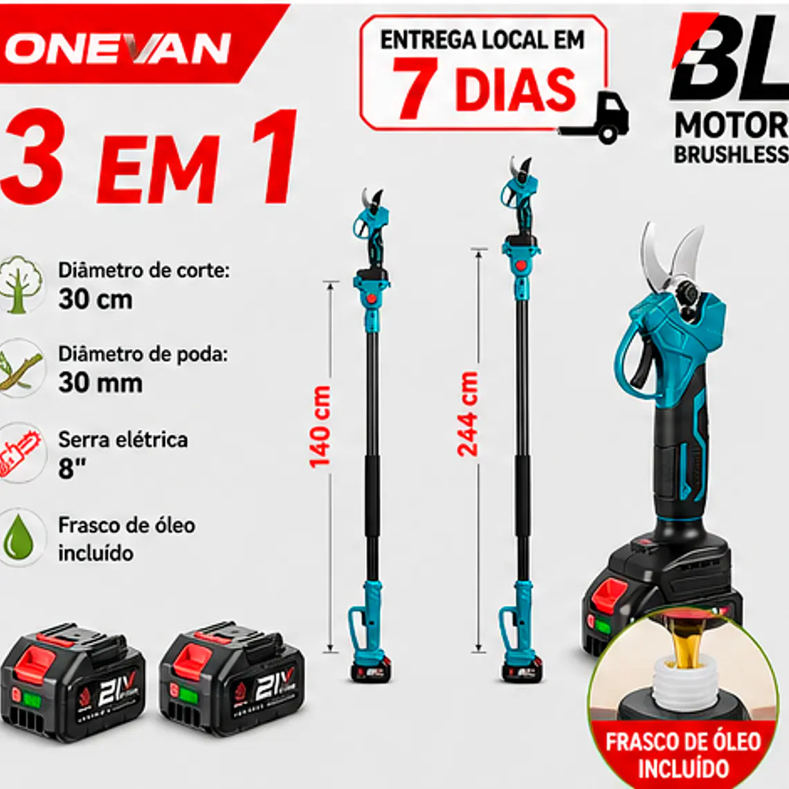 Motosserra Elétrica ONEVAN 5500W - 3 em 1 1