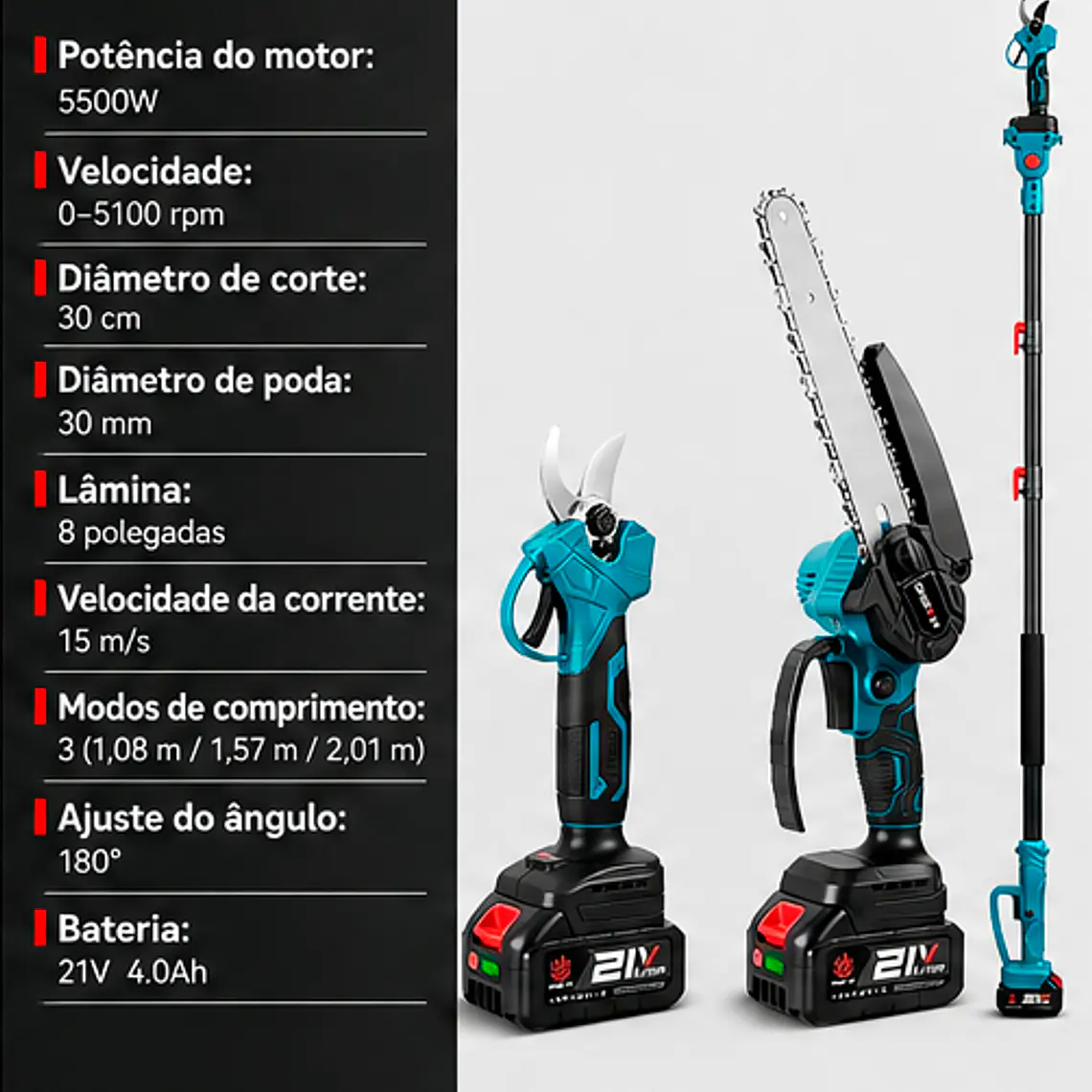 Motosserra Elétrica ONEVAN 5500W - 3 em 1 6