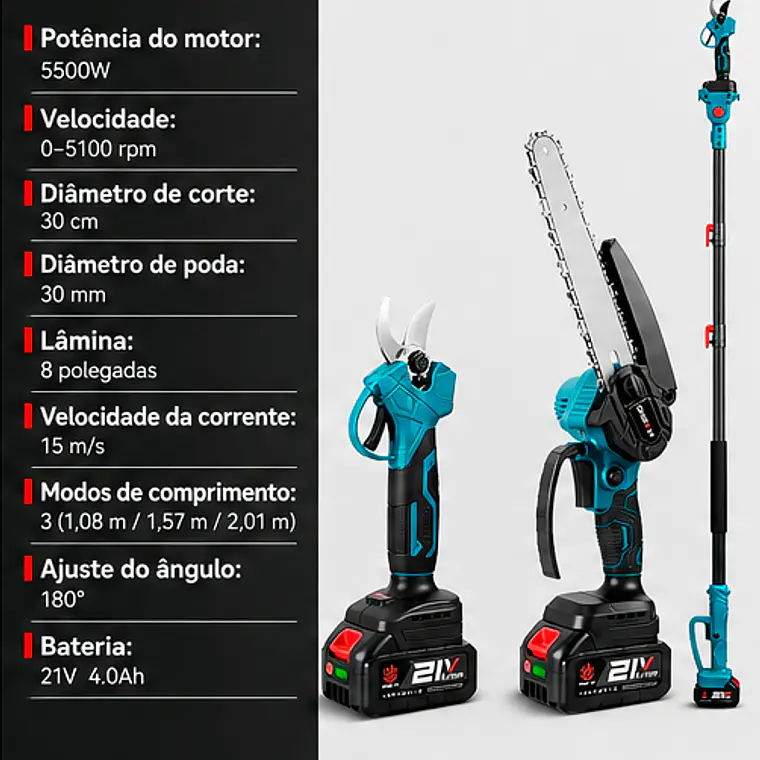 Motosserra Elétrica ONEVAN 5500W - 3 em 1 6