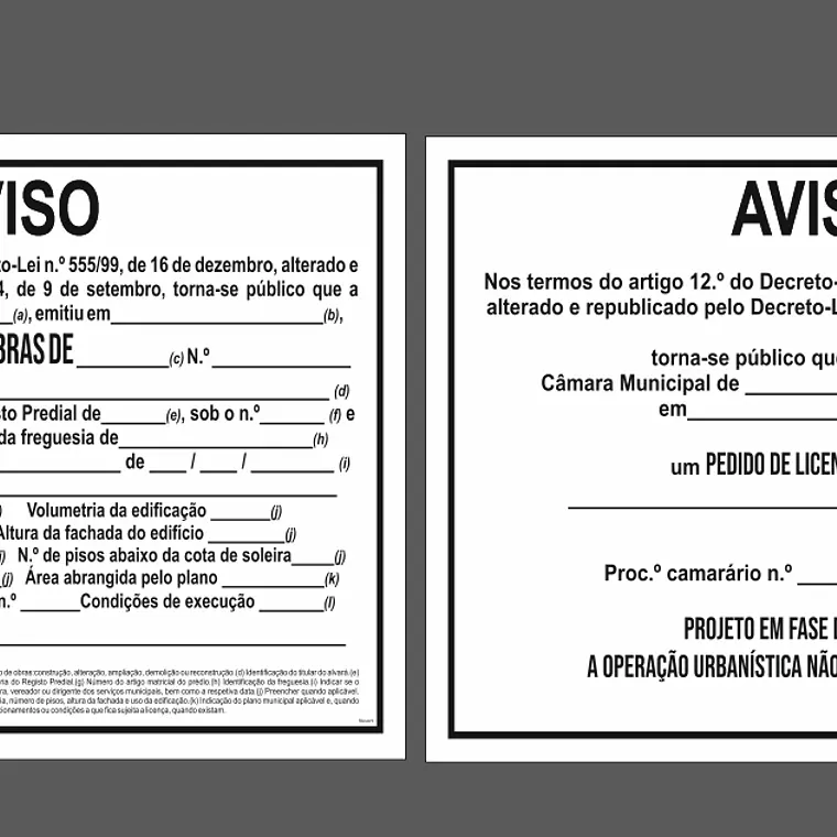 Placa Aviso Licenciamento de Obras (MOD. 1) 2
