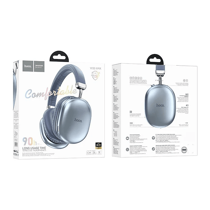 Audífonos Hoco W35 Max Joy Bluetooth Inalámbricos Sky Blue (Azul) con Batería de 90H 2