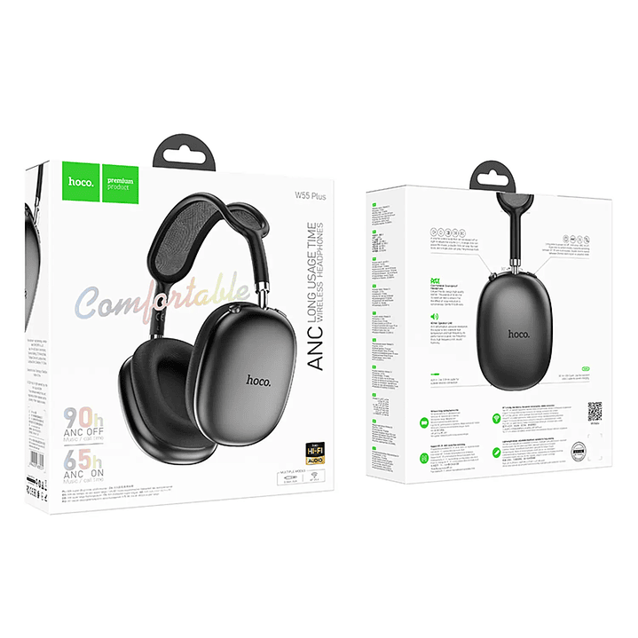 Hoco W55 Plus ANC 90hrs Gris | Audífonos Bluetooth Premium 2