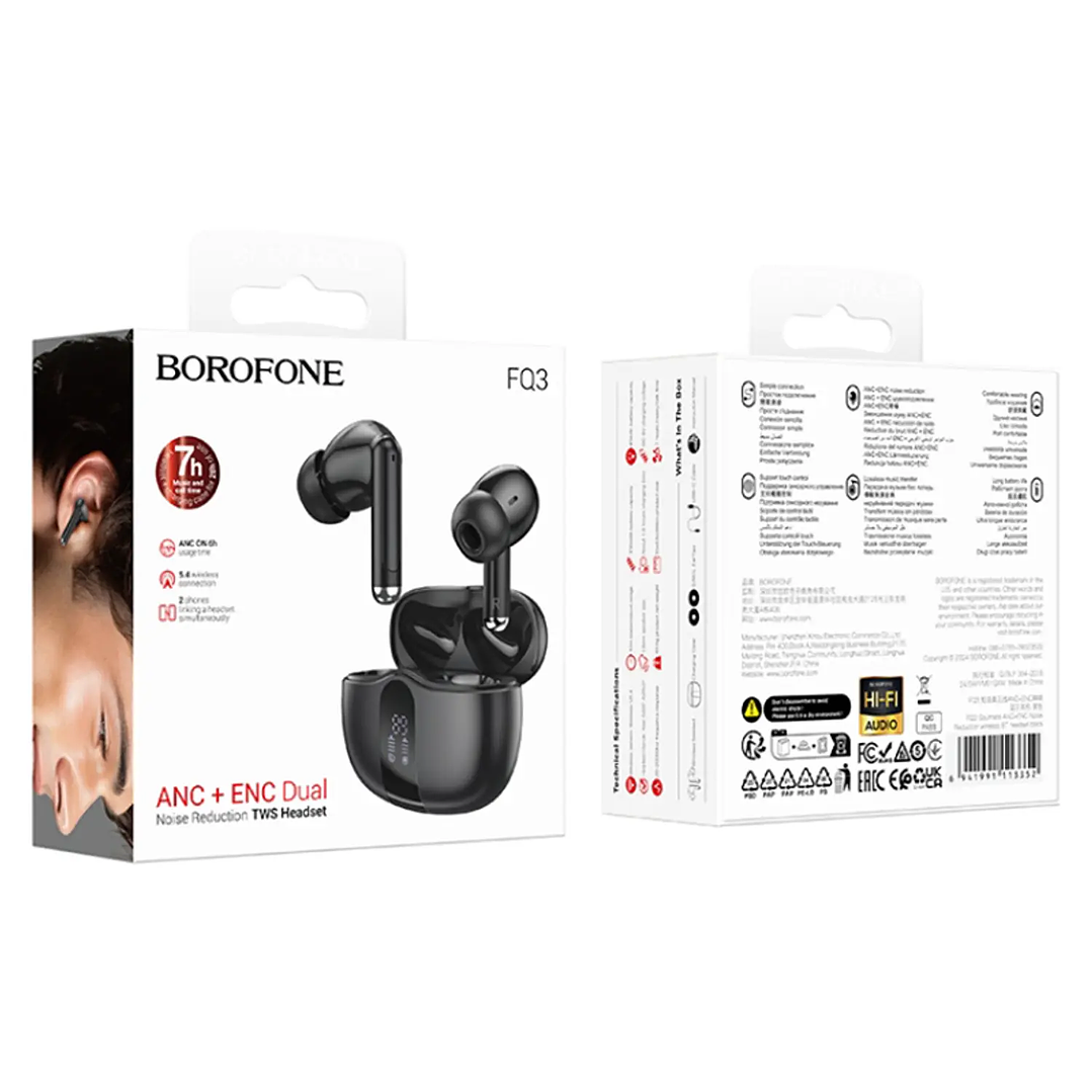 Borofone FQ3 Soulmate Negro – Audífonos TWS ANC Bluetooth 5.4 4
