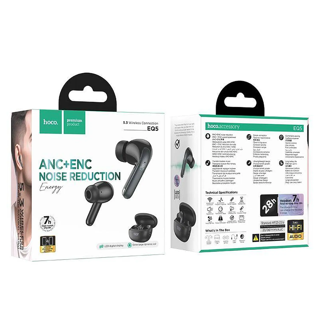 Hoco EQ5 Energy ANC Negro – Audífonos TWS Bluetooth 5.3 4