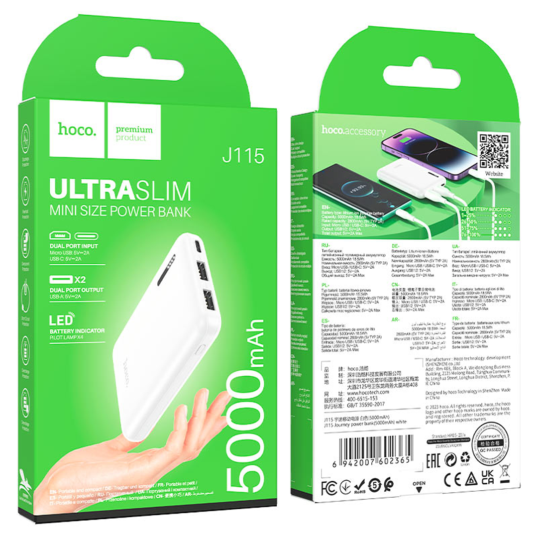 Powerbank Hoco J115 Journey 5000mAh Blanco 2