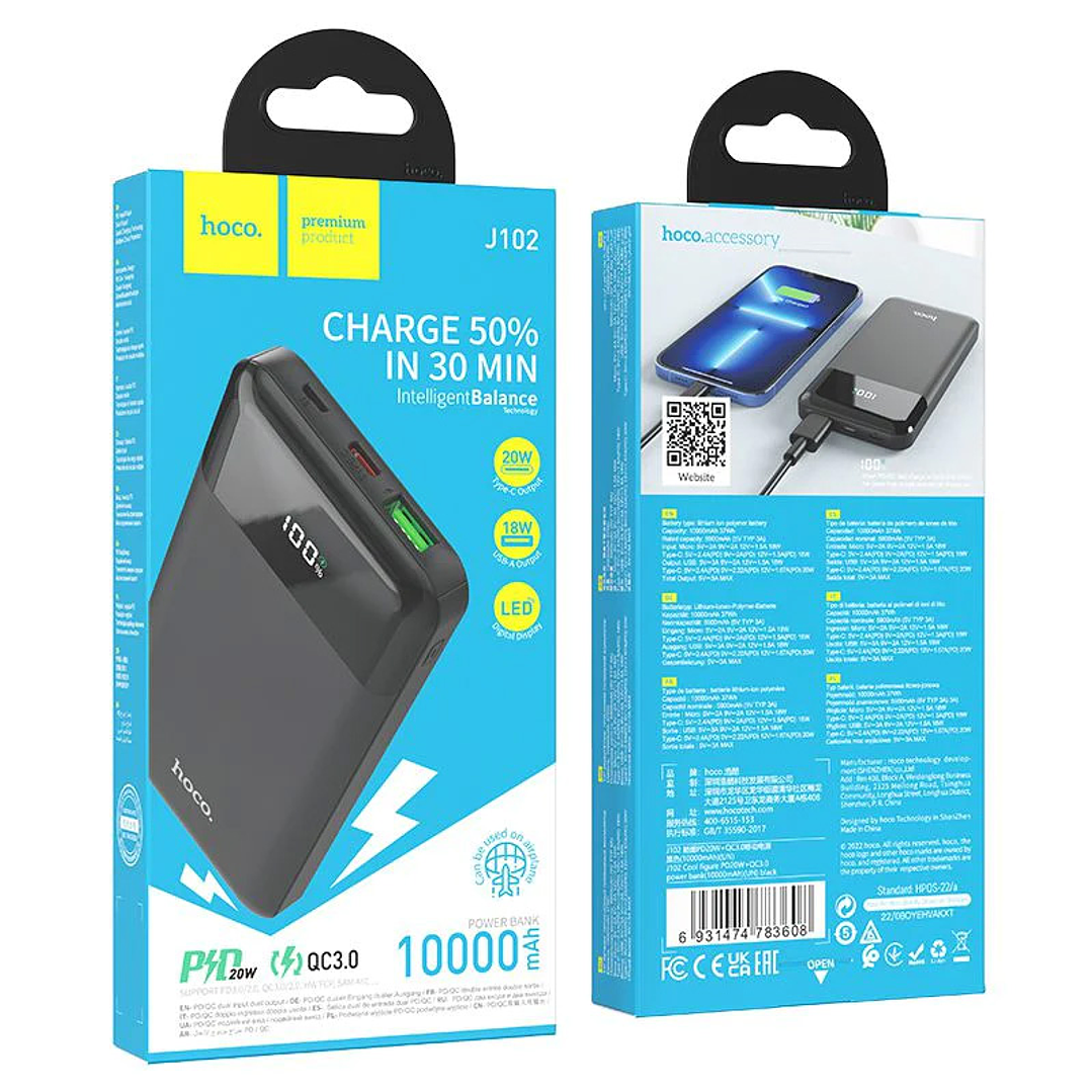 Pwerbank Hoco J102 Cool figure PD20W+QC3.0 10000mAh 2