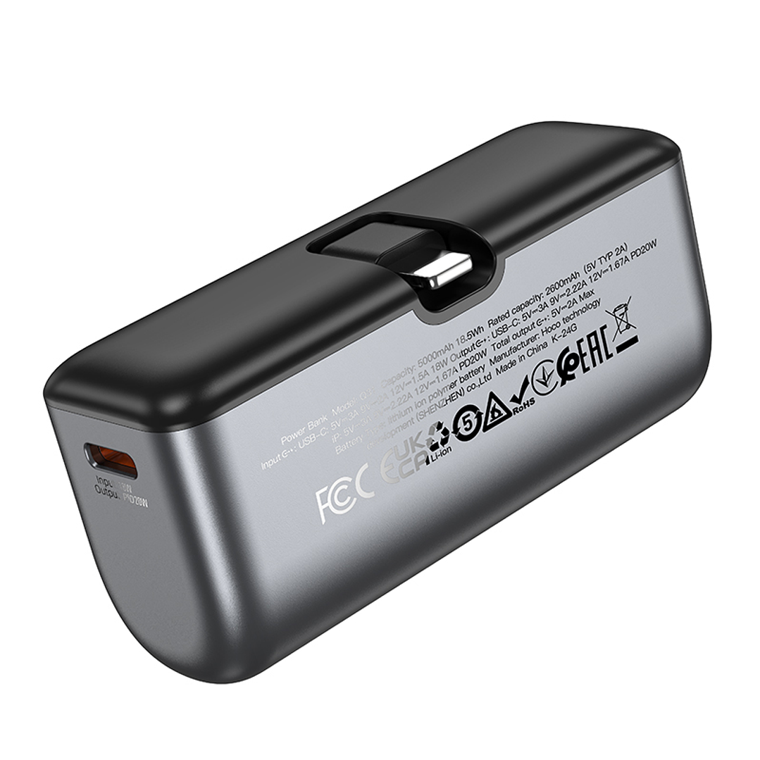 Powerbank Hoco Q31 Ingenious PD20W Lightning 5000mAh Gris 5