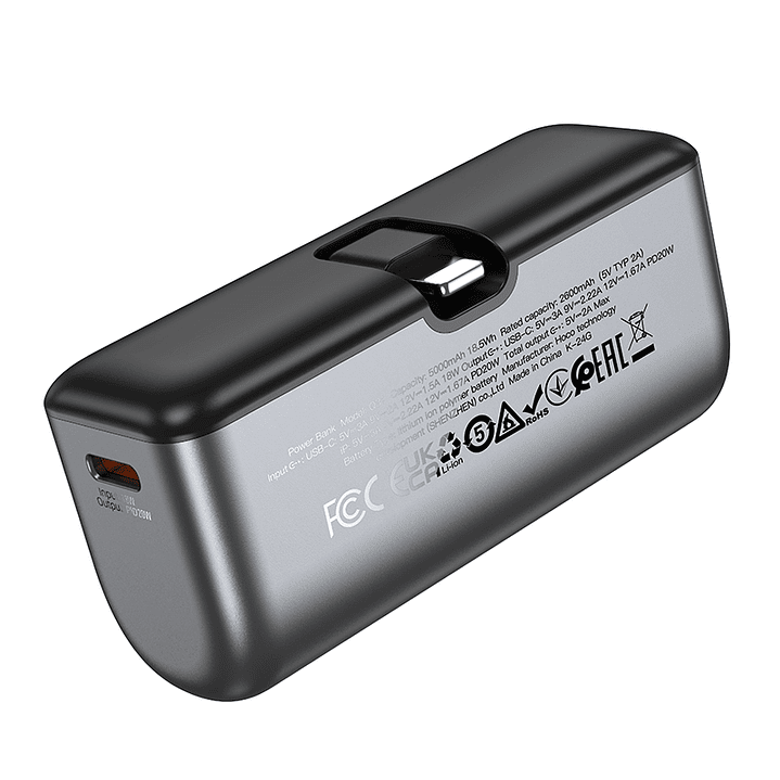Powerbank Hoco Q31 Ingenious PD20W Lightning 5000mAh Gris 5