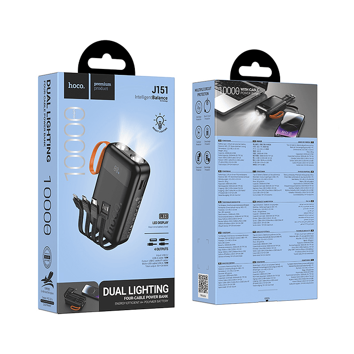 Powerbank Hoco J151 Spirit 4 cables 10000mAh negro 2
