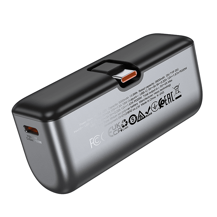 Powerbank Hoco Q31 Ingenious PD20W Tipo C 5000mAh gris 5