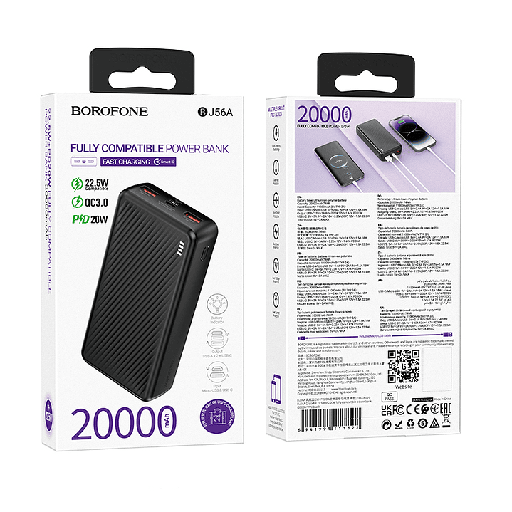 Powerbank Borofone BJ56A 22.5W+PD20W 20,000mAh negro 2