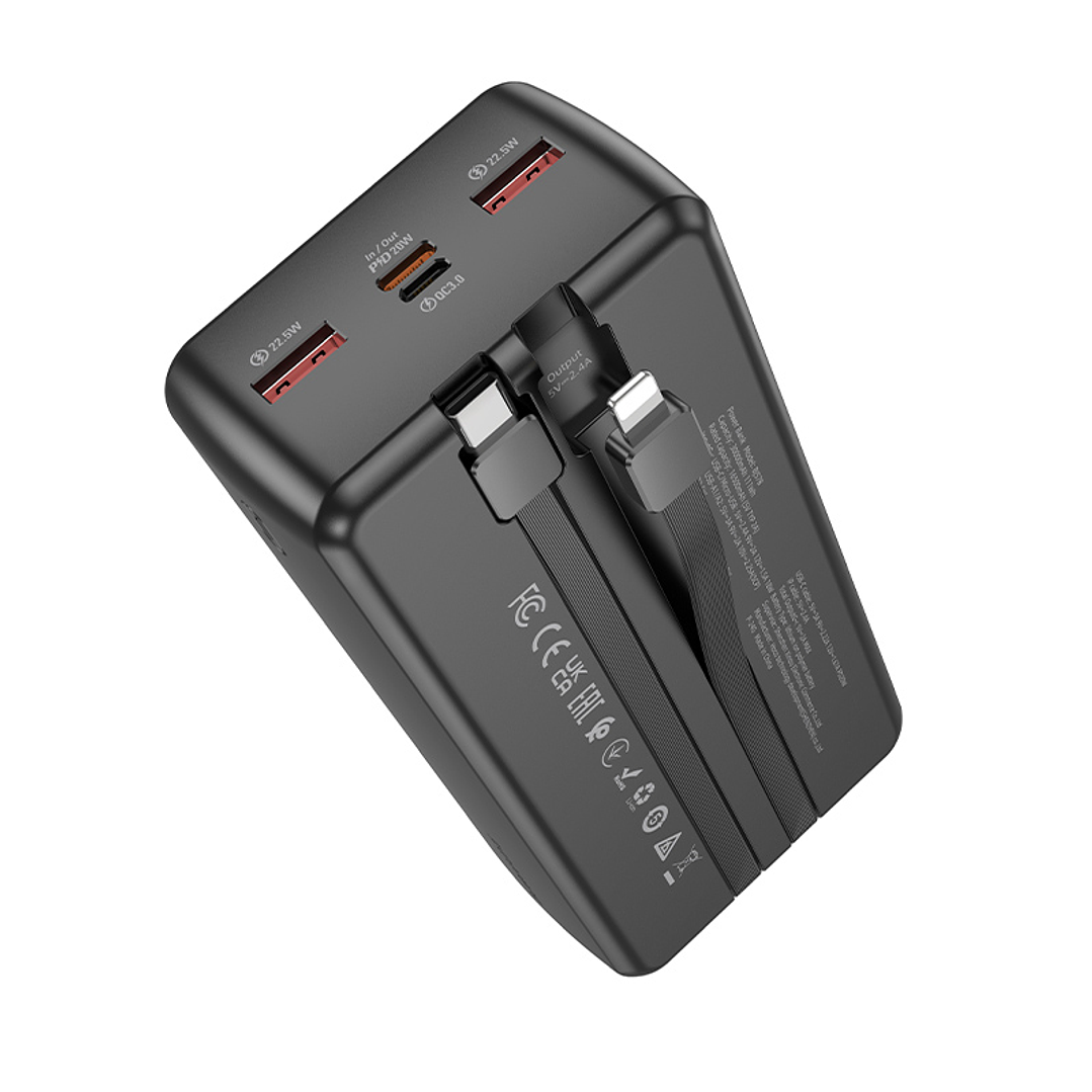 Powerbank Borofone BJ57B 30,000mAh Graceful 22.5W+PD20W Negro con cables 4