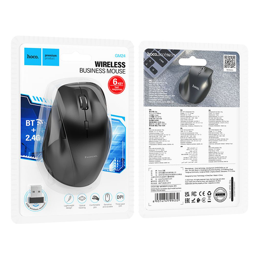 Mouse Inalámbrico Hoco GM24 Mystic six-button dual-mode, negro 2